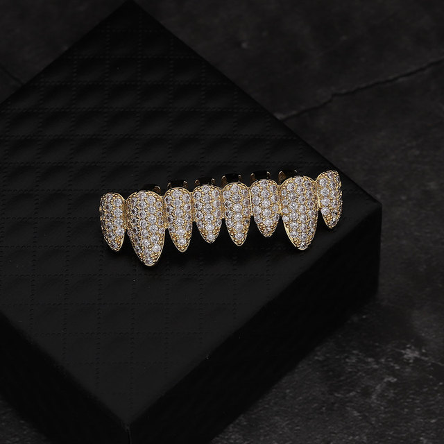Custom Hip Hop Grillz 18K White Gold Plated Braces Zirconia Moissanite Vvs Diamond Iced Out Grill Grillz for Teeth