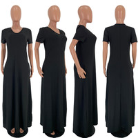 Robes maxi femmes été personnalisées, amples, longues robes décontractées couleur unie dames élégantes grande taille