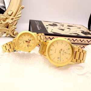 <strong>Men's</strong> Watch Women Calendar Function Vintage 24 Gold Plated for Lovers Design Inlaid Diamond Steel <strong>Valentine</strong> <strong>Gift</strong> - Product Image 4