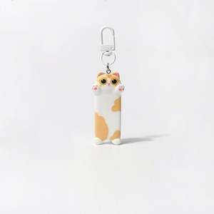 Lindo Llavero de Gato Anime Kawaii, Colgante de Resina de Gato de Dibujos Animados, Cadena Larga para Teléfono Móvil, Accesorios Decorativos de PVC y Goma para Parejas - Product Image 6