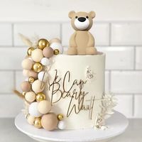 Backzubehör für Kuchendekoration: 41-teiliges süßes Bären-Geburtstagskuchen-Spielzeug-Dekorationsset für Party-Kuchen
