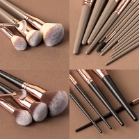 Ensemble de pinceaux de maquillage de luxe pour les yeux, le fond de teint, les lèvres, logo personnalisé, pinceaux de maquillage 15 pièces avec seau