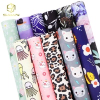 Tissu 100% polyester personnalisé au mètre, imprimé fleurs et motif léopard, imperméable, pour la confection de sacs