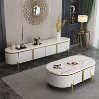 Ensembles de tables basses modernes et simples avec dessus en marbre noir support TV de luxe table centrale pour la maison meubles de salon