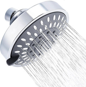 Pommeau de douche fixe à 5 réglages avec tête de douche pivotante réglable, haute pression, effet pluie, pour hôtel ou salle de bain - Product Image 1