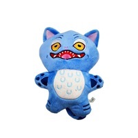 Peluche chat monstre bleu mignon et effrayant, jouet en peluche personnalisé OEM, décoration animale en peluche, porte-clés en peluche 10 cm