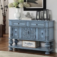 Table console de style français avec rangement bleu clair pour salon et couloir