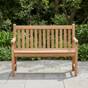 Banc de parc 2 places en teck massif de qualité supérieure, minimaliste, résistant à l'eau, durable, mobilier d'extérieur pour patio, hôtel, restaurant - Product Image 4