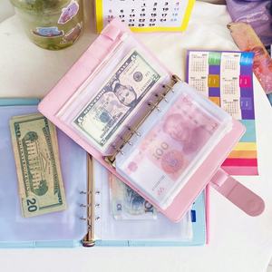 Carpeta de cuaderno en espiral A5 A6, sobres con cremallera en efectivo, cubierta de cuero PU, <span class=keywords><strong>Agenda</strong></span>, planificador, presupuesto escolar, gestión del dinero, diario de regalo - Product Image 4