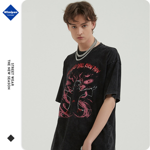 <span class=keywords><strong>2022</strong></span> OEM logo nuovo arrivo allentato design uomo tshirt high street style stampa grafica cotone gratuito oversize per maglietta da uomo anime - Product Image 5