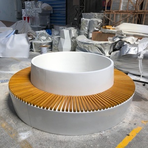 Fioriera OEM di grandi dimensioni personalizzata <span class=keywords><strong>in</strong></span> fibra di vetro e <span class=keywords><strong>legno</strong></span>, con seduta a panca, per esterni, giardini, aree di attesa, ospedali, parchi, palestre - Product Image 3
