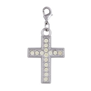 Breloque en forme de croix en cristal avec strass, pendentif argenté pour la fabrication de bijoux - Product Image 1