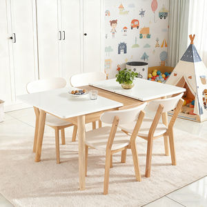 Mesa de Asientos para Cafetería Comunitaria con Acabado Blanco Brillante, Tamaño Compacto, Función Expandible, Mesas de <span class=keywords><strong>Comedor</strong></span> - Product Image 1