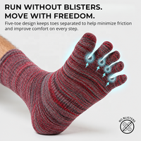 Chaussettes de sport athlétiques pour hommes et jeunes, en coton épais, à 5 doigts, anti-humidité, respirantes, anti-ampoules