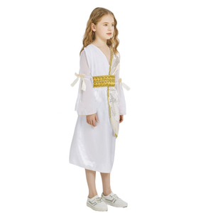 Costume da <span class=keywords><strong>Toga</strong></span> Greca per Halloween, Set da 2 Pezzi, Abito da Principessa Romana con Corona Dorata e Ghirlanda di Foglie - Product Image 5