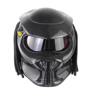 Casco de Motocicleta Integral Ligero de Fibra de Carbono <span class=keywords><strong>con</strong></span> Luces LED, Diseño Abatible, <span class=keywords><strong>Trenzas</strong></span>, Casco Predator <span class=keywords><strong>con</strong></span> Forro de Espuma - Product Image 2
