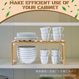 Wooden Kitchen Storage Rack Solid Wood Tabletop <b>Dish</b> Rack With <b>Stand</b> For Kitchenware - Product Image 5