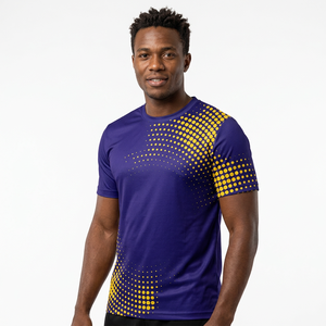 Camiseta de Fútbol Azul Marino para Hombre, Manga Corta, Cuello Redondo, Diseño Geométrico de Puntos - Product Image 4