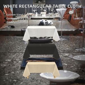 Modern Solid White Rectangular Dining <b>Table</b> Cloth for Hotels Restaurants Banquets Weddings Woven Polyester Oilproof Customizable - Product Image 2