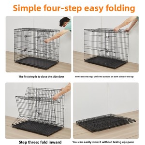 <span class=keywords><strong>Cage</strong></span> pour animaux de compagnie pliable multifonctionnelle à double porte en fil métallique pour chiens et chats - Product Image 3