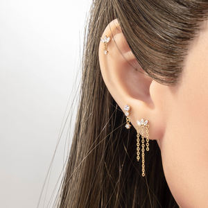 حلق تيتانيوم Hengsen G23 بتصميم مفصلي داخلي مرصع بالزركون، مصنوع من التيتانيوم ASTM F136 بظهر مسطح - Product Image 4