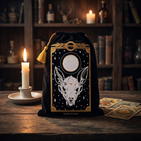 Tas Kartu Tarot Beludru Custom Bersulam, Sarung Buku, Kantong Pelindung E-Reader dengan Rumbai