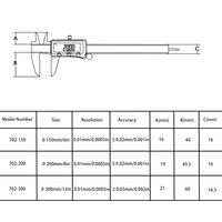 Calibre numérique électronique rechargeable DITRON Type-C 702, résolution 0,01 mm, acier inoxydable, 0-150 mm avec écran rétroéclairé