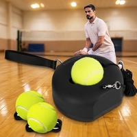 Ensemble d'entraînement de tennis portable en acier premium avec base en plastique, 3 balles très élastiques pour adultes et débutants