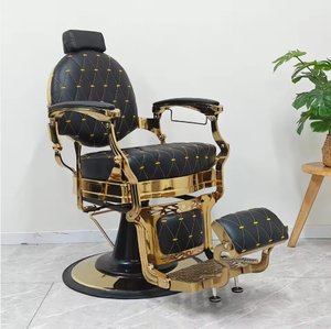 Sillón de Barbería Hidráulico de Lujo en Negro y Dorado, Reclinable, Resistente, Mueble de Salón para Barbería - Product Image 5