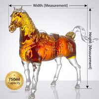 Carafe à whisky créative en verre en forme de cheval, bouteille à liqueur en verre transparent, carafe à whisky faite à la main, pour bar à domicile, hôtel, cadeau de mariage