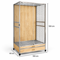 Volière panoramique en verre trempé pour perroquets, en acier inoxydable 304, avec roues arrière en bois, pour intérieur – Meilleures ventes