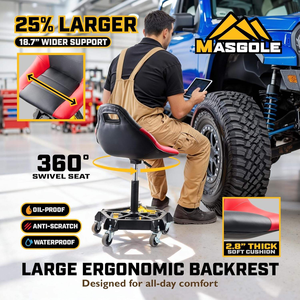Siège de garage industriel robuste pour atelier, capacité 350 lb, tabouret de mécanicien pivotant à 360° avec plateau à outils, <span class=keywords><strong>prix</strong></span> usine, OEM personnalisé - Product Image 4