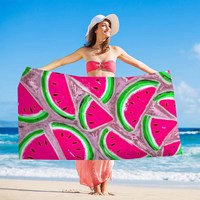 Serviette de plage en microfibre à séchage rapide, motif créatures marines (dauphin, tortue), pastèque et papillon, sans sable, grande couverture de bain