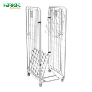 Fuerte capacidad almacén innovador rollo contenedor transporte almacenamiento rollo jaula contenedor acero anidamiento rollo carros contenedor - Product Image 1