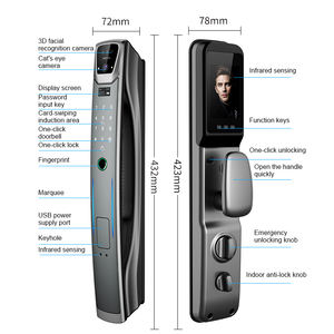 सुरक्षा कैमरा फिंगर प्रिंट के साथ उच्च गुणवत्ता वाला वाईफाई इलेक्ट्रॉनिक होम डोर लॉक - Product Image 4