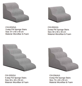 Escaliers <span class=keywords><strong>pour</strong></span> chiens en microfibre grise en 4 étapes Produits confortables <span class=keywords><strong>pour</strong></span> animaux de compagnie <span class=keywords><strong>pour</strong></span> chats remplis d'une éponge en mousse de coton - Product Image 3