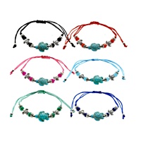 Bracelet tortue en pierre naturelle style plage avec breloque coquillage, ajustable, idéal pour les cadeaux de vacances
