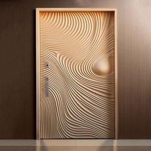 Custom Luxury Unique 3D Carved Streamline Design <strong>Door</strong> Waterproof Modern Look Main Entrance <strong>Door</strong> Solid Wood Front <strong>Door</strong> - Product Image 1