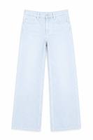 Jeans de Mujer, Color Azul Hielo, Lavado Decolorado, Corte Holgado y Recto, Estilo Vintage Y2K