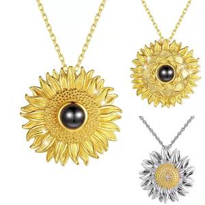 I Love You 100ภาษาฉายที่มีเสน่ห์หญิงดอกทานตะวันจี้สร้อยคอสร้อยคอที่สง่างามกระดูกไหปลาร้าห่วงโซ่ <span class=keywords><strong>Te</strong></span> Amo 100สำนวน - Product Image 2