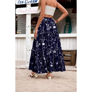 FOXA Womens Floral Printed Maxi <b>Skirt</b> High Waist A-Line <b>Long</b> Flowy <b>Skirt</b> With Pockets Boho Style <b>Summer</b> <b>Skirt</b> - Product Image 5