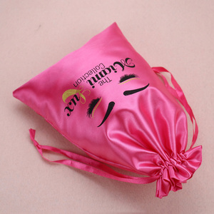 Wholesale Custom Luxury Large pink Drawstring Hair Extensions <b>Dust</b> Gift Satin Hair <b>Bag</b> logo - Product Image 4