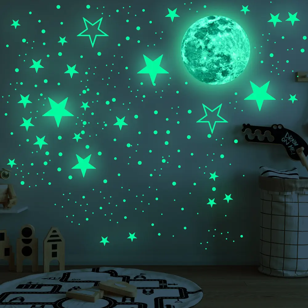 Amazon hot sell home kids room decor luminous glow in the dark planets wall sticker decal
