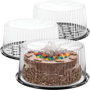 Blíster desechable de 8 y 10 pulgadas, grado alimenticio, PET, transparente, alto, redondo, plástico, caja de embalaje para pasteles, contenedor, cúpula con tapa