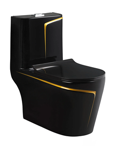 Sang Trọng Nhật Bản Commode Nhà Vệ Sinh Thiết Lập Hoàn Chỉnh Nước Tủ Quần Áo Chậu Trong Màu Đen Vàng Gốm Phòng Tắm <span class=keywords><strong>WC</strong></span> Cho Khách Sạn Sử Dụng - Product Image 2