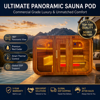 Kit de Sauna Exterior en Forma de Cubo, de Cedro Rojo, para 4 Personas, Completo con Estufa, Bancos, Puerta y Ventana