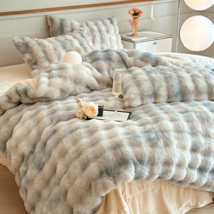 Direct Sale 4 PCS Modern <strong>Fluffy</strong> Velvet Duvet <strong>Bedding</strong> Set Quality Comforter for <strong>Double</strong> Thicken Winter <strong>Bedding</strong> - Product Image 2
