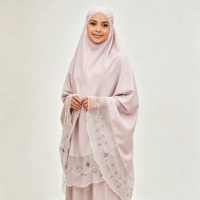 Ensemble Khimar en Organza pour Femme, Tenue de Prière Modeste, Vêtements Musulmans Islamiques, Longueur au Sol