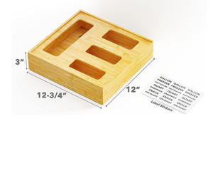 Wholesale Sandwich Plastic Bag Dispenser Bamboo Ziplock Bag Organizer For Drawer