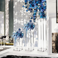 Support à fleurs en acrylique transparent moderne BBGS Professional 40/60/80cm, grand vase décoratif pour centre de table de mariage ou de fête